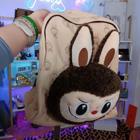 NWT PopMart Limited edition Labubu Large Head Backpack Large Size Beige